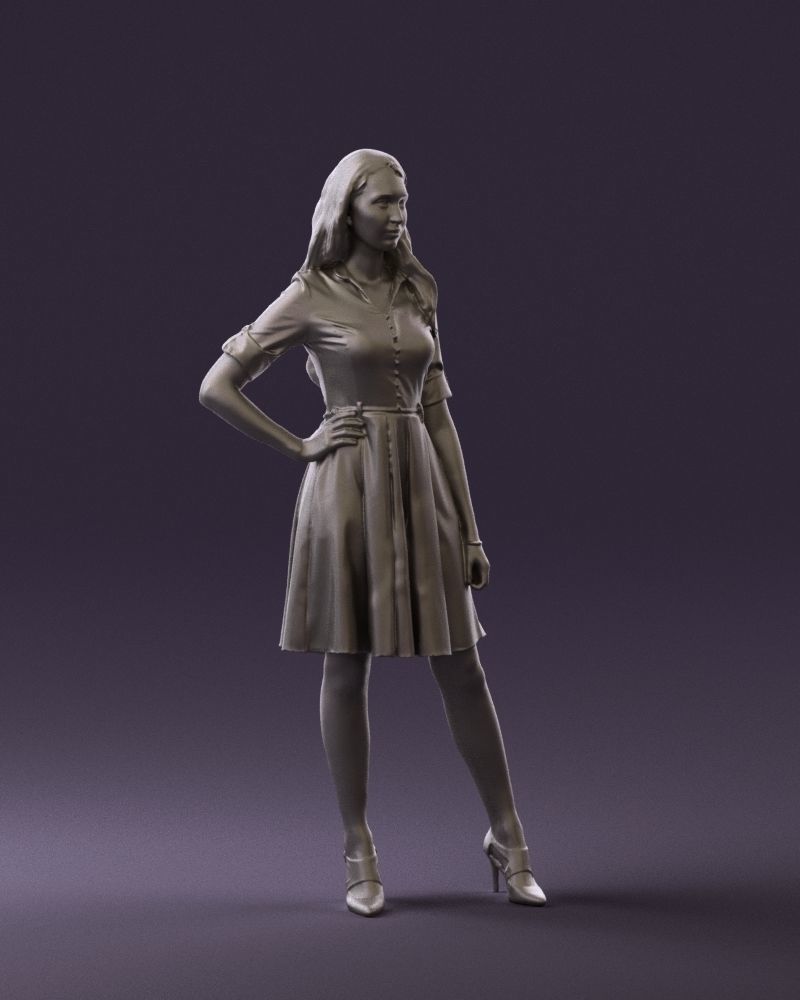 Woman in red dress 0408 3D Print ready 3D print model_4