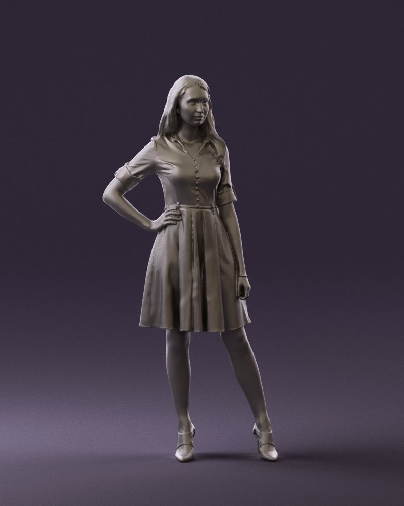 Woman in red dress 0408 3D Print ready 3D print model_34