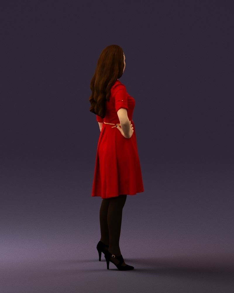 Woman in red dress 0408 3D Print ready 3D print model_12