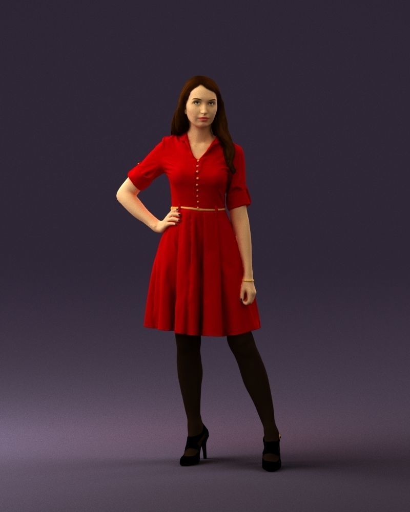 Woman in red dress 0408 3D Print ready 3D print model_30