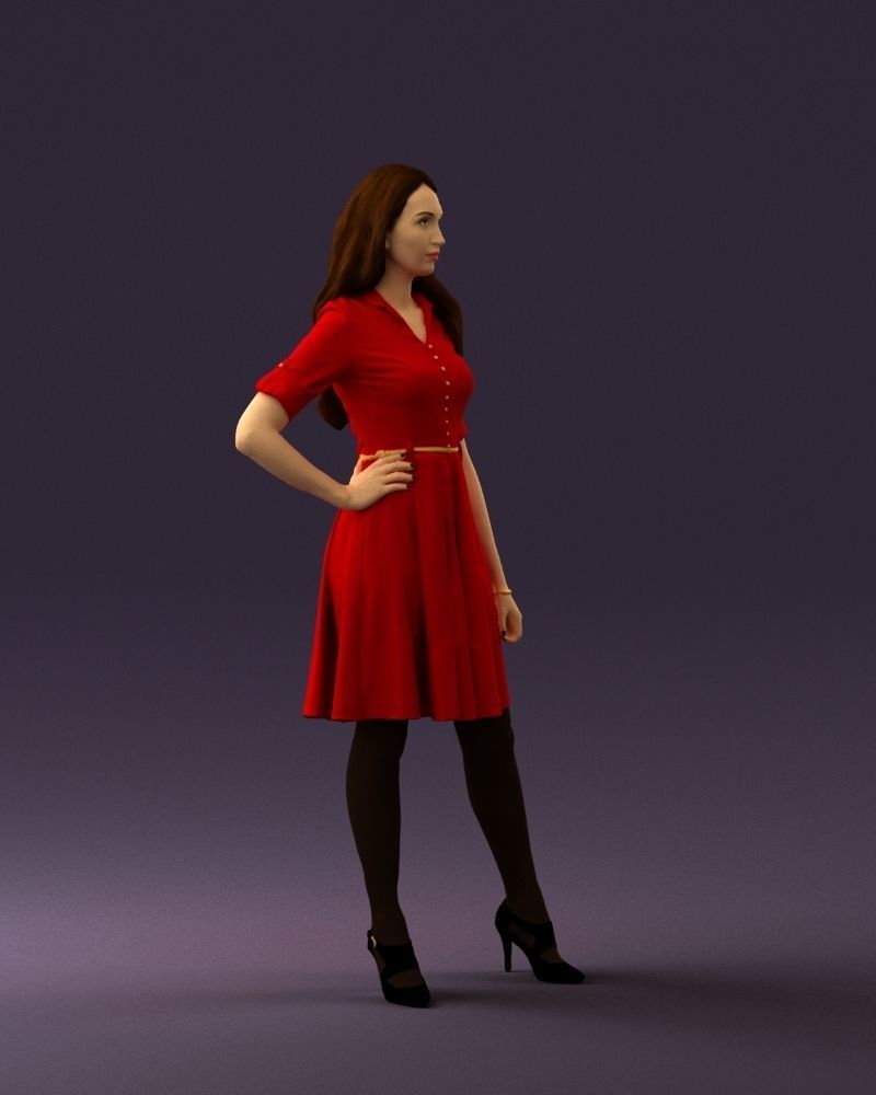 Woman in red dress 0408 3D Print ready 3D print model_6