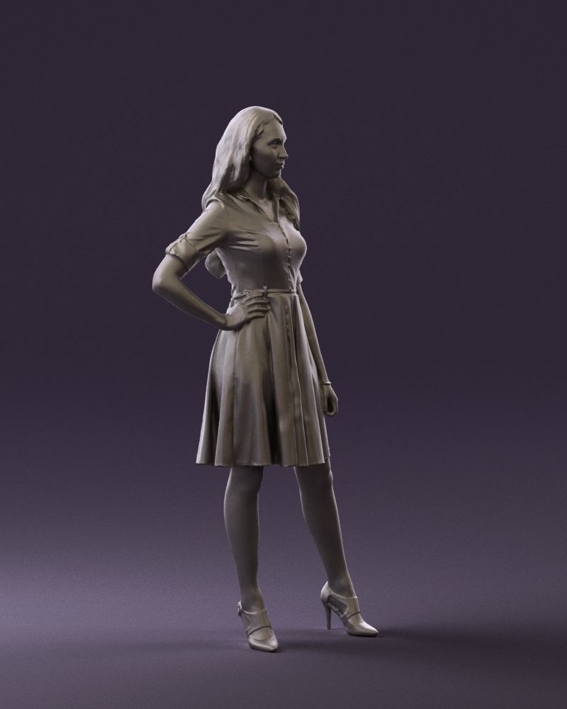 Woman in red dress 0408 3D Print ready 3D print model_7