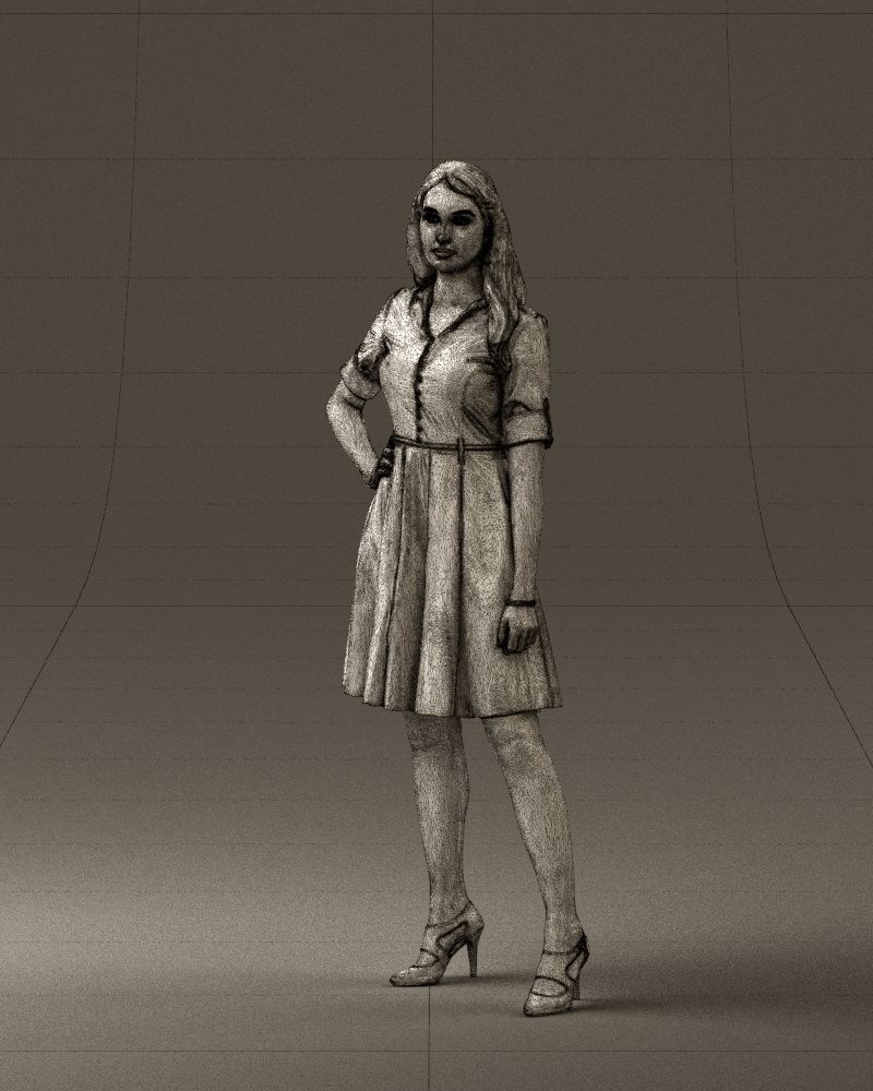 Woman in red dress 0408 3D Print ready 3D print model_29