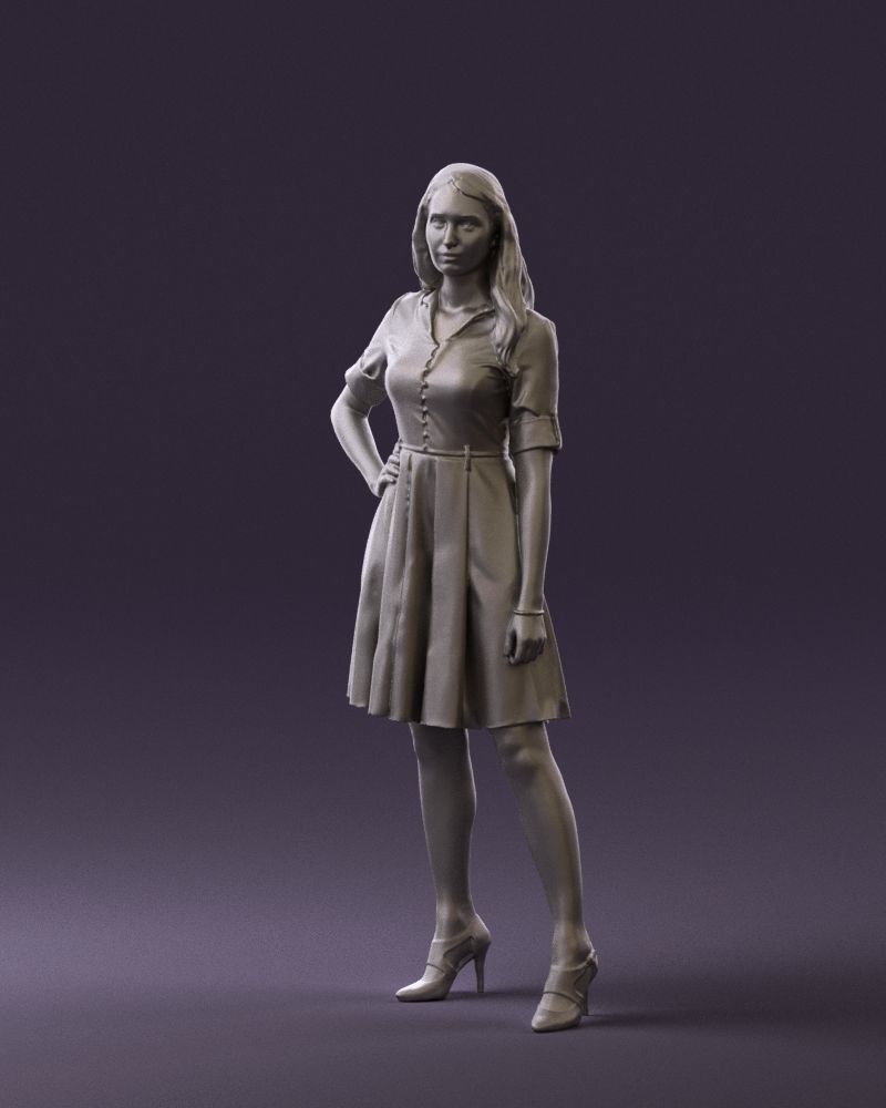 Woman in red dress 0408 3D Print ready 3D print model_28