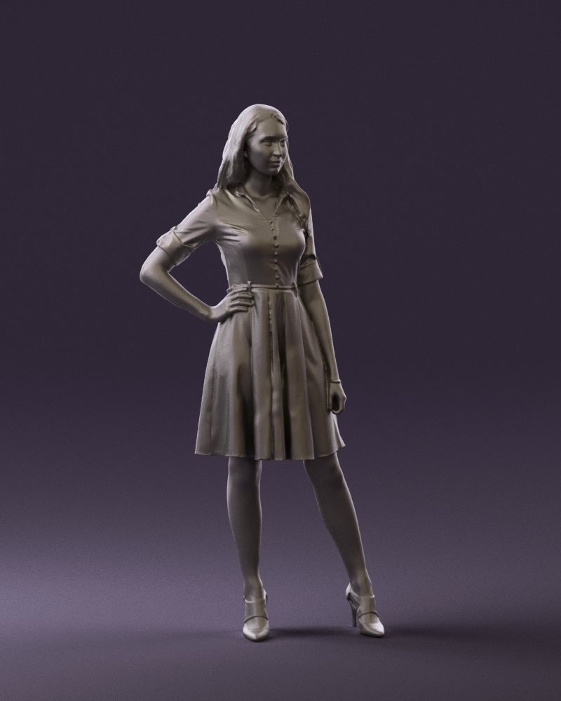Woman in red dress 0408 3D Print ready 3D print model_1