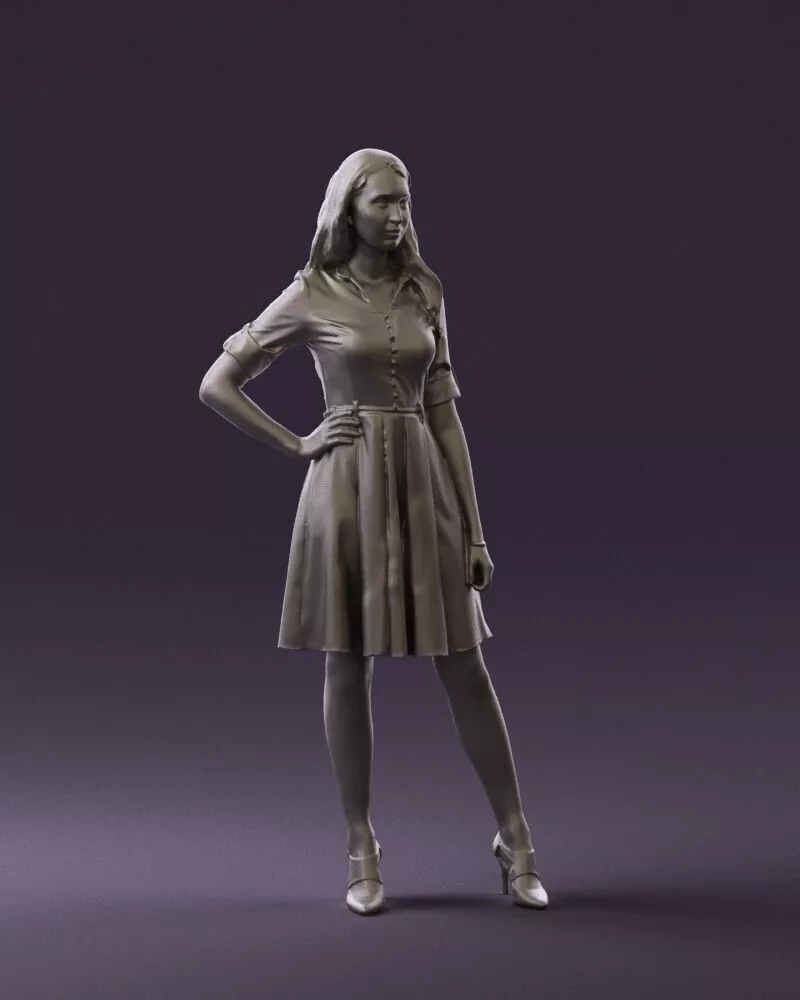 Woman in red dress 0408 3D Print ready 3D print model