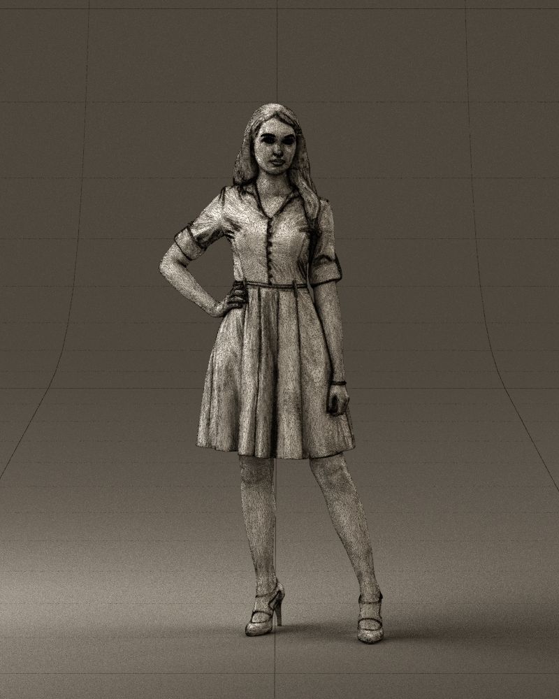 Woman in red dress 0408 3D Print ready 3D print model_32