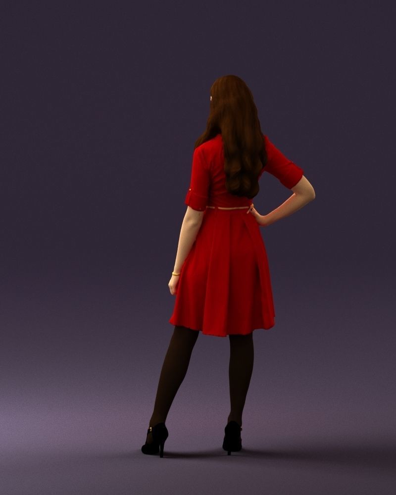 Woman in red dress 0408 3D Print ready 3D print model_18