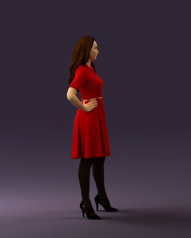 Woman in red dress 0408 3D Print ready 3D print model_9