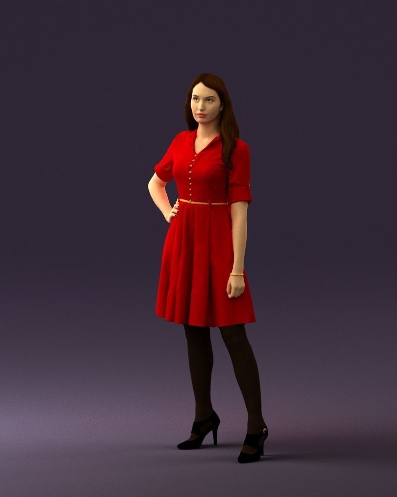 Woman in red dress 0408 3D Print ready 3D print model_27