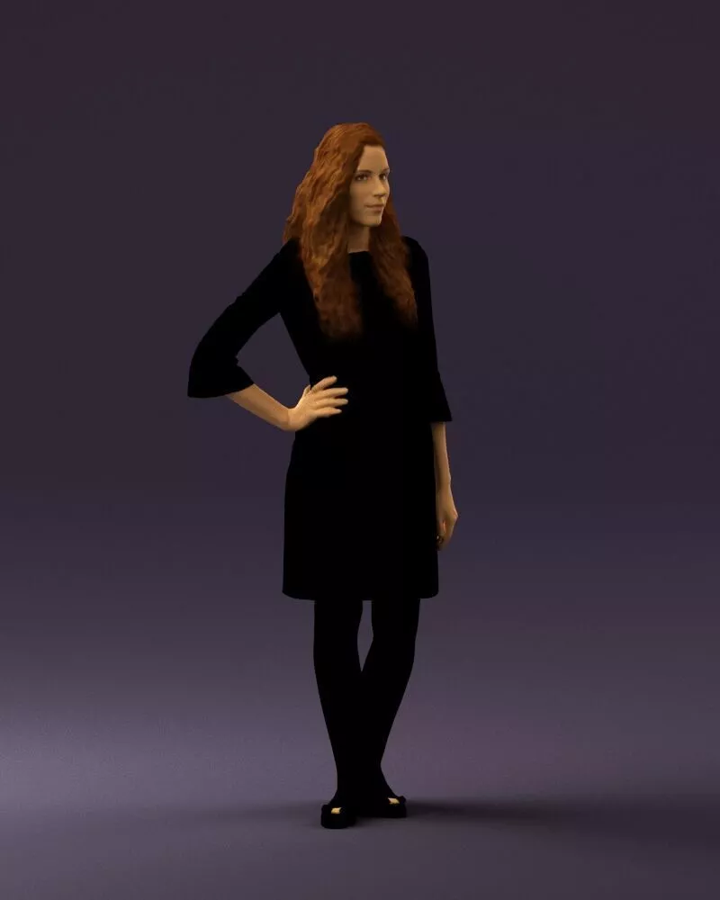 001842 Woman in black brown hair 0453 3D model