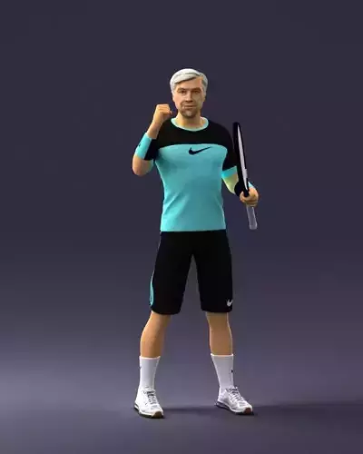 Male tennis player with racket 0460 3D Print Ready