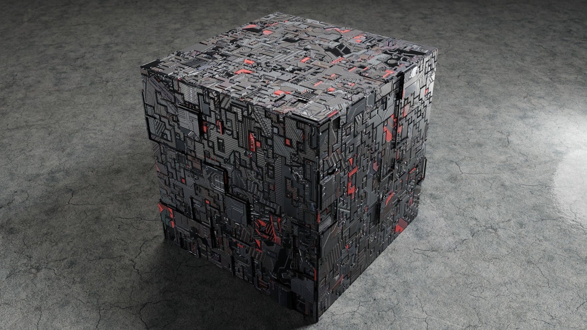sci-fi cube Low-poly 3D model_1