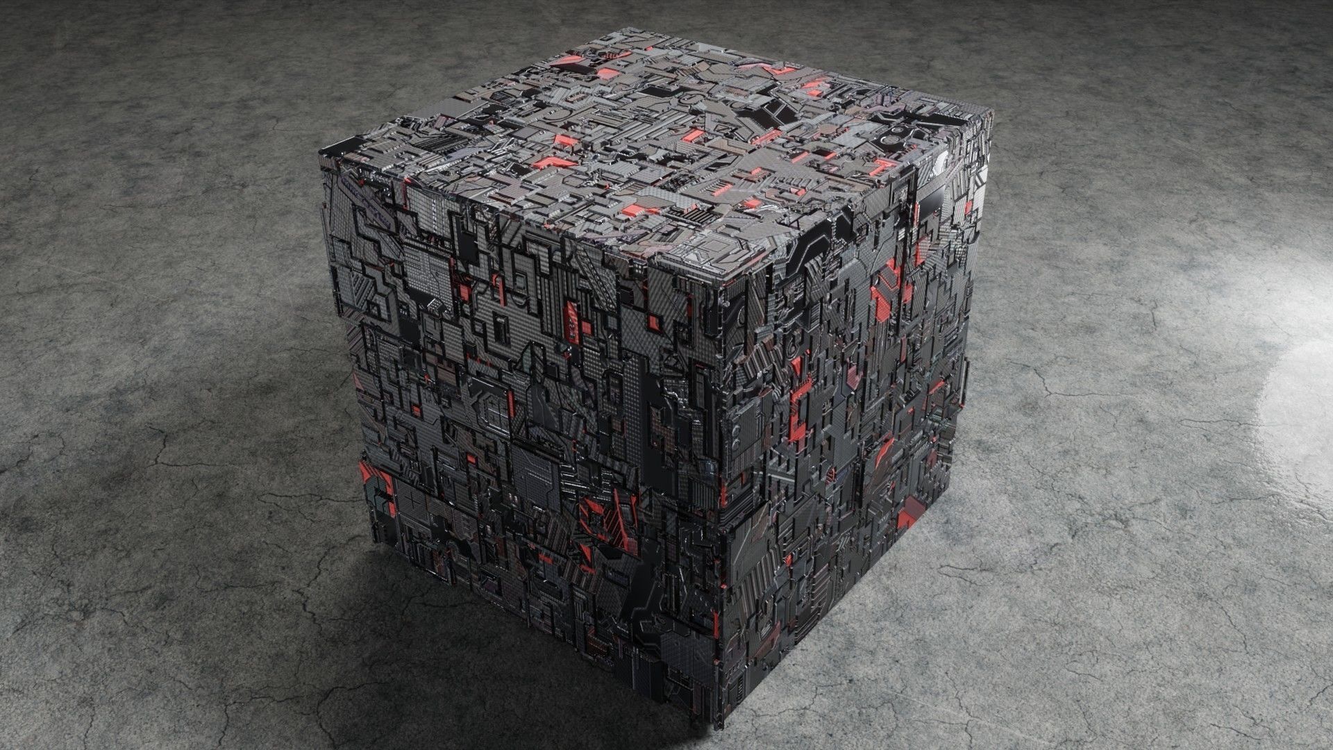 sci-fi cube Low-poly 3D model_2