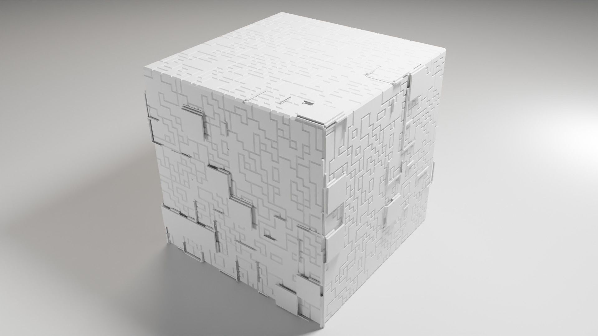 sci-fi cube Low-poly 3D model_3