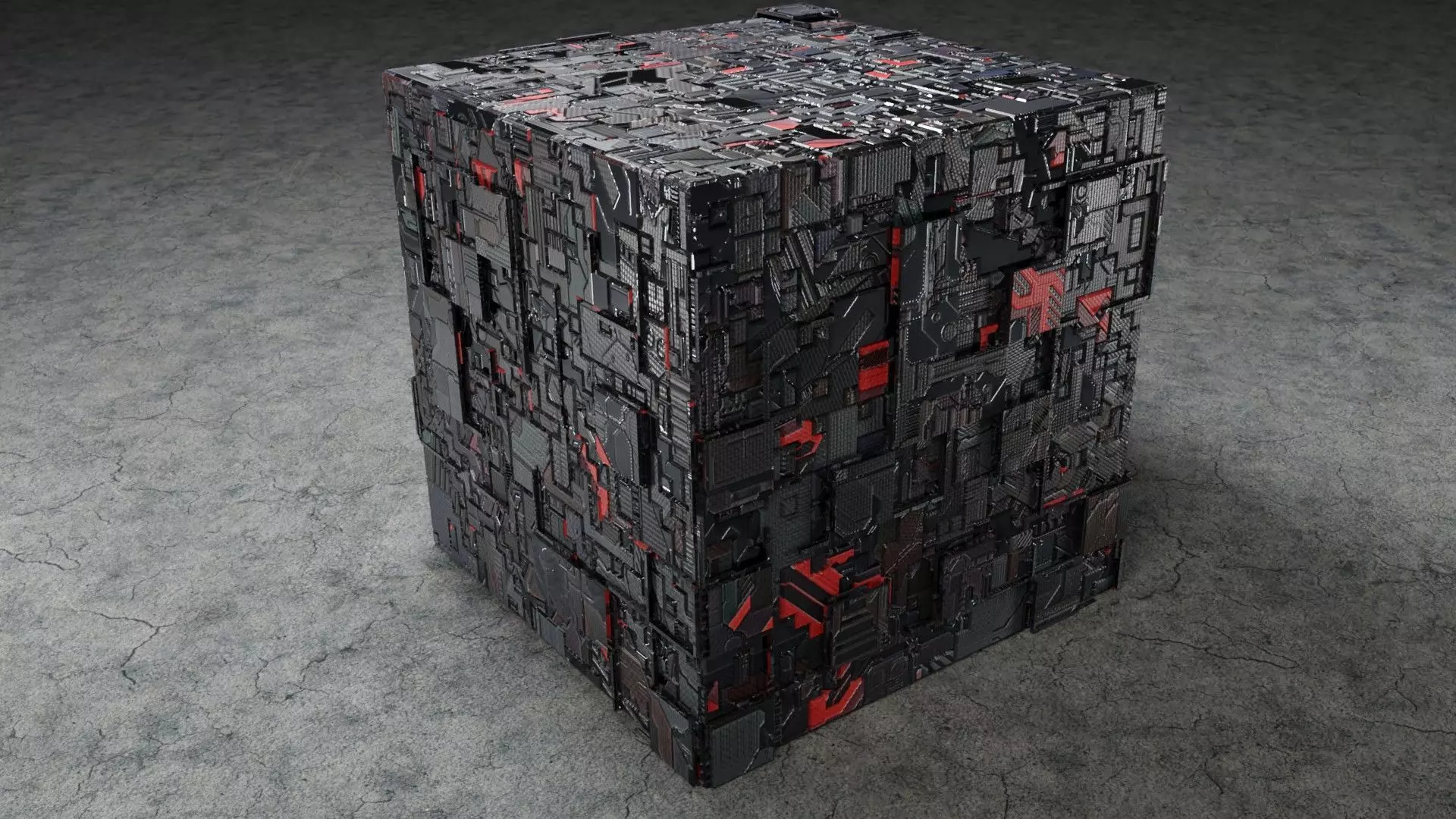 sci-fi cube Low-poly 3D model_0