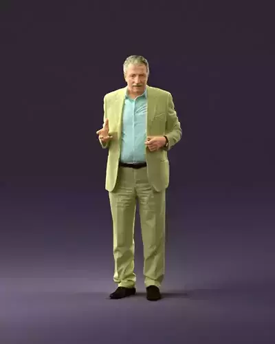 Man in age in bright brown suit 0936