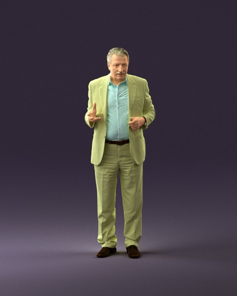 Man in age in bright brown suit 0936 3D model_1