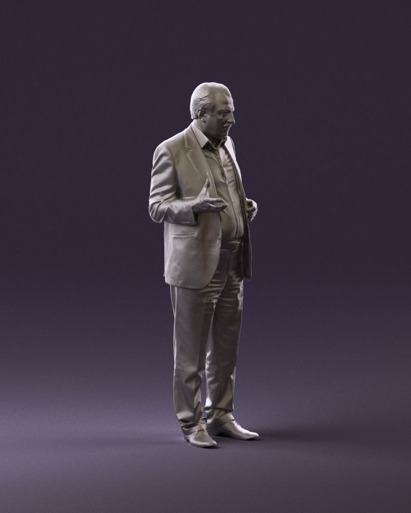 Man in age in bright brown suit 0936 3D model_15