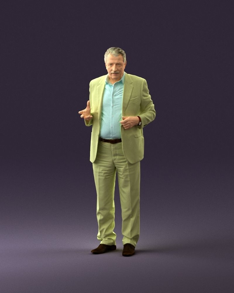 Man in age in bright brown suit 0936 3D model_11