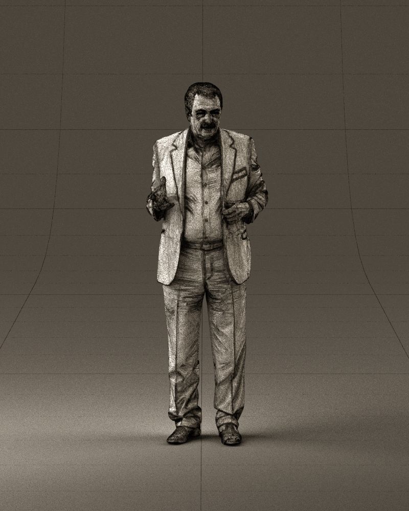 Man in age in bright brown suit 0936 3D model_25