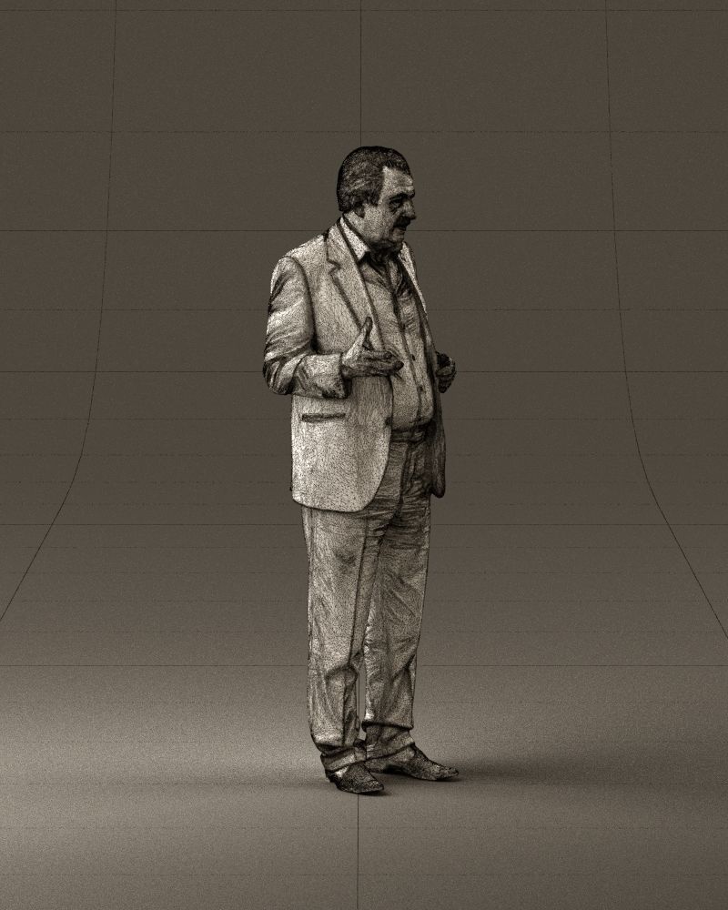 Man in age in bright brown suit 0936 3D model_27