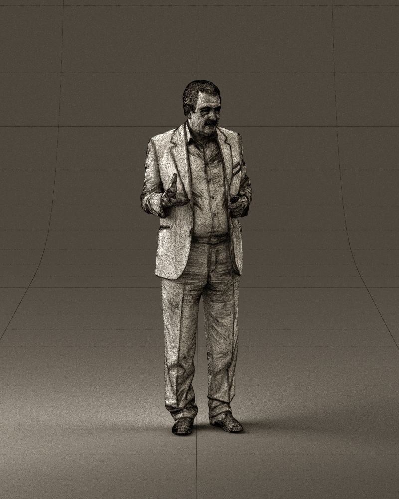 Man in age in bright brown suit 0936 3D model_26