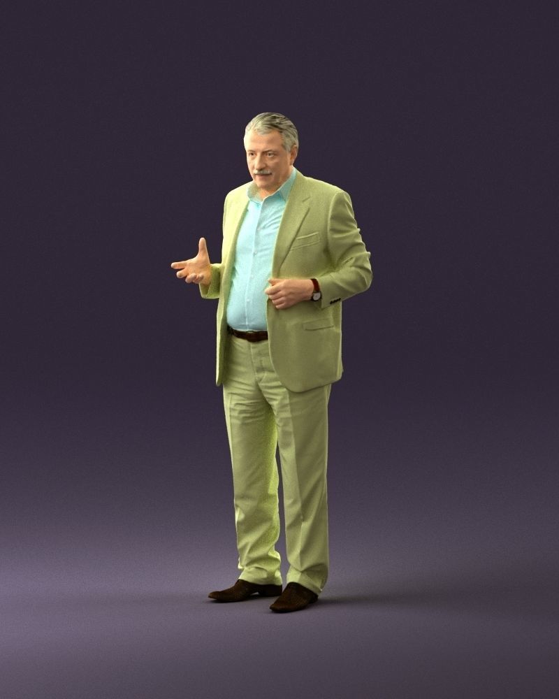 Man in age in bright brown suit 0936 3D model_10
