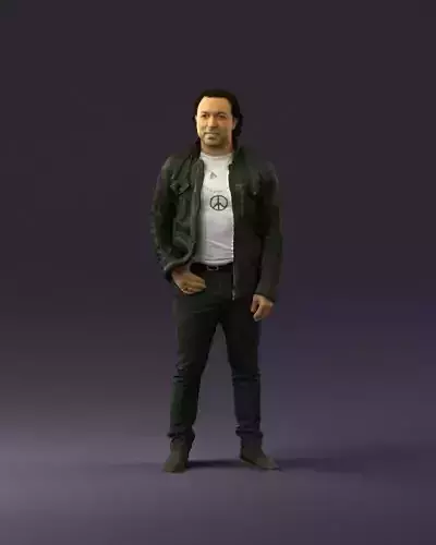 Man in dark gray jacket white shirt peace 0925