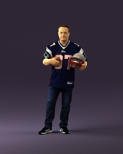 Man in new england patriots jersey 0924 3D model