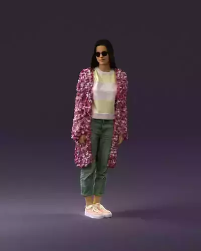 Woman in weird pink cape sunglasses 0917