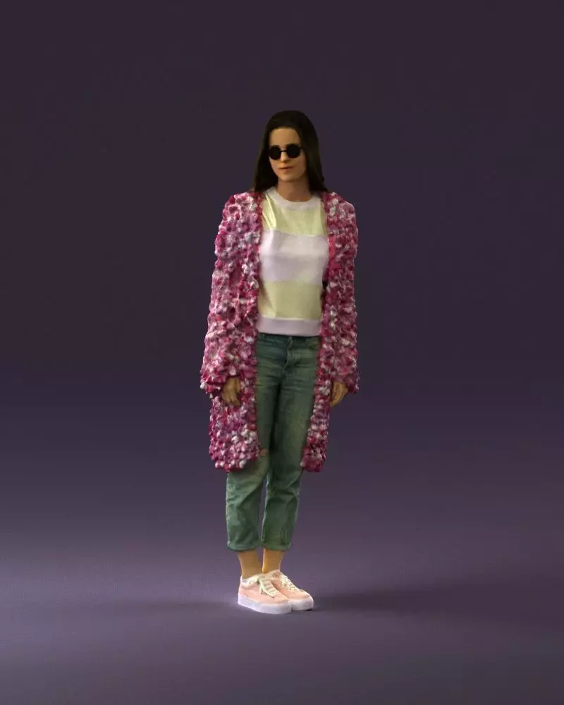 Woman in weird pink cape sunglasses 0917 3D model