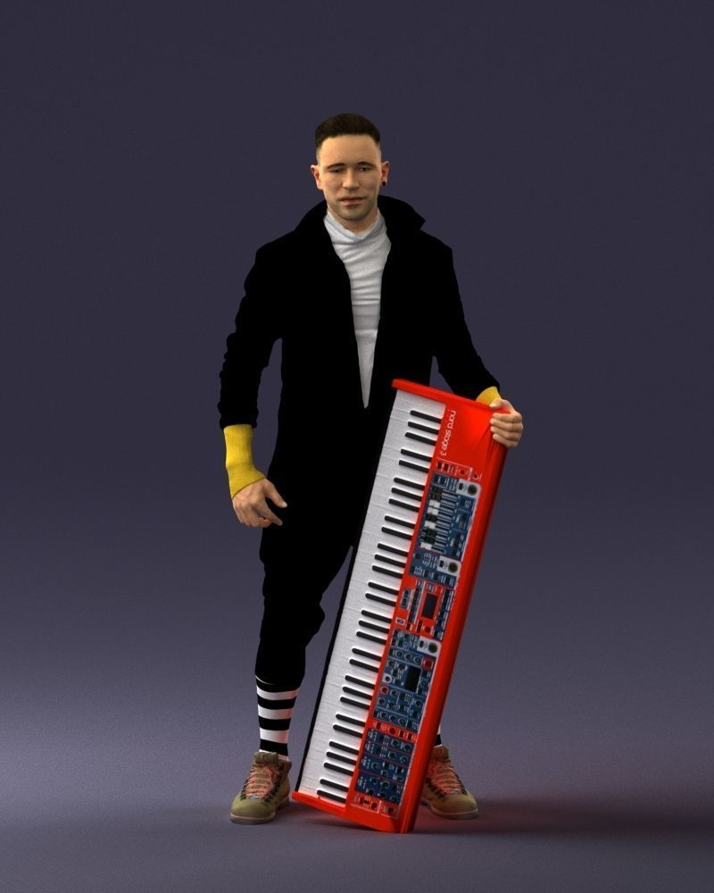 000248 Man with Keyboard Realistic Musician Character 0118 3dp 3D print model_36