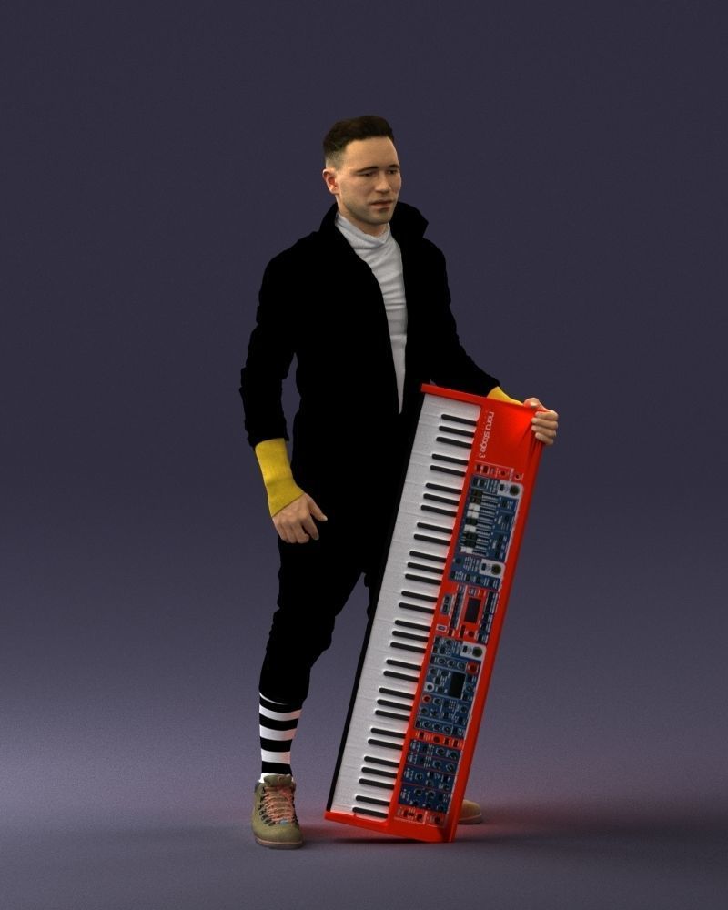 000248 Man with Keyboard Realistic Musician Character 0118 3dp 3D print model_6
