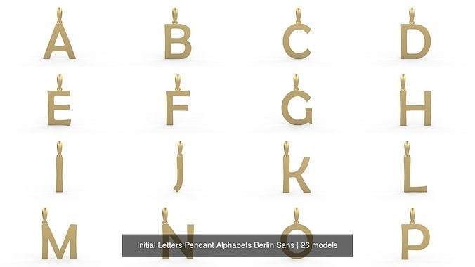 Initial Letters Pendant Alphabets Berlin Sans 3D Model Collection
