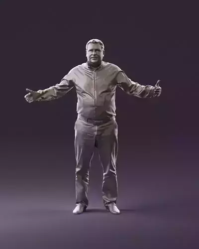 Man in plaid tshirt blue jeans 0950 3D Print Ready