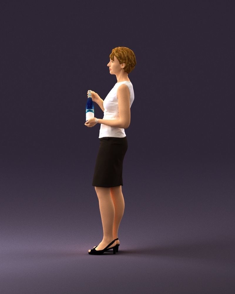 Woman in in dark skirt blue blottle in hands 0940 3D Print Ready 3D print model_20