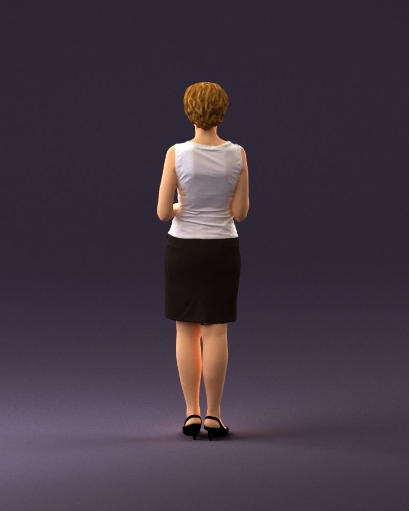 Woman in in dark skirt blue blottle in hands 0940 3D Print Ready 3D print model_18