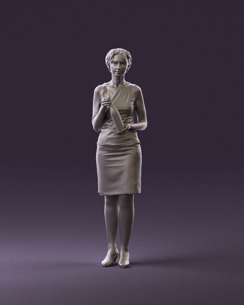 Woman in in dark skirt blue blottle in hands 0940 3D Print Ready 3D print model_11