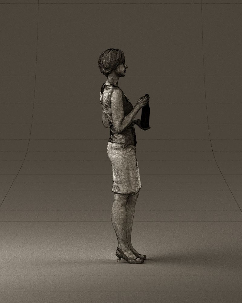 Woman in in dark skirt blue blottle in hands 0940 3D Print Ready 3D print model_28