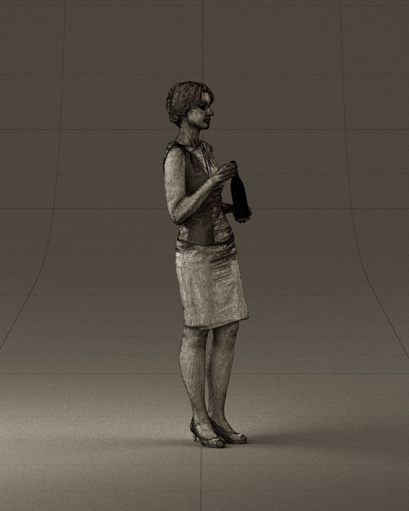Woman in in dark skirt blue blottle in hands 0940 3D Print Ready 3D print model_27