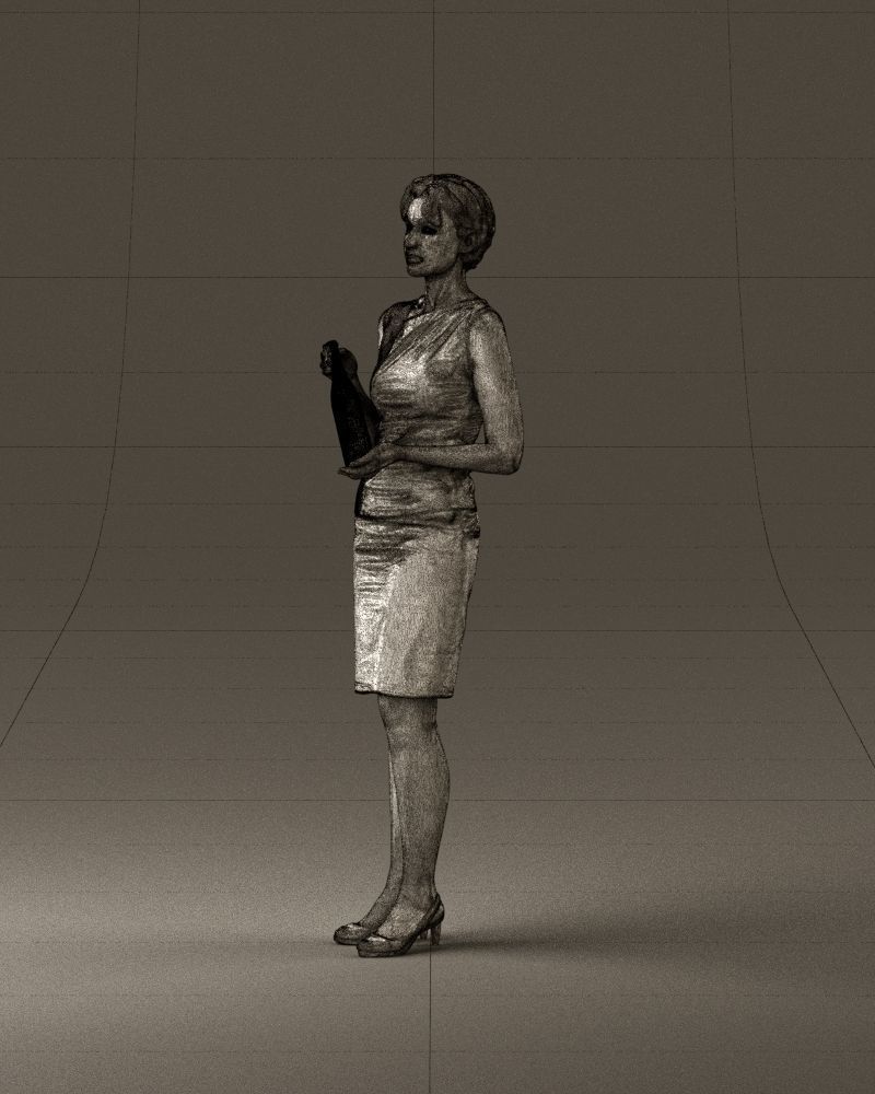 Woman in in dark skirt blue blottle in hands 0940 3D Print Ready 3D print model_33