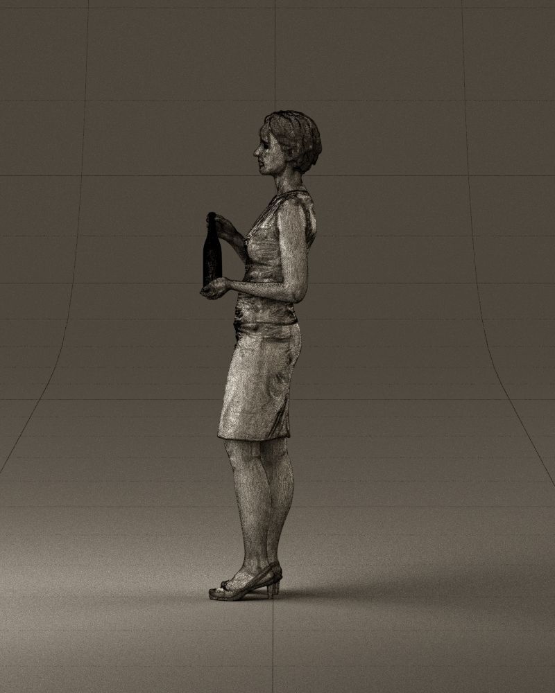 Woman in in dark skirt blue blottle in hands 0940 3D Print Ready 3D print model_32