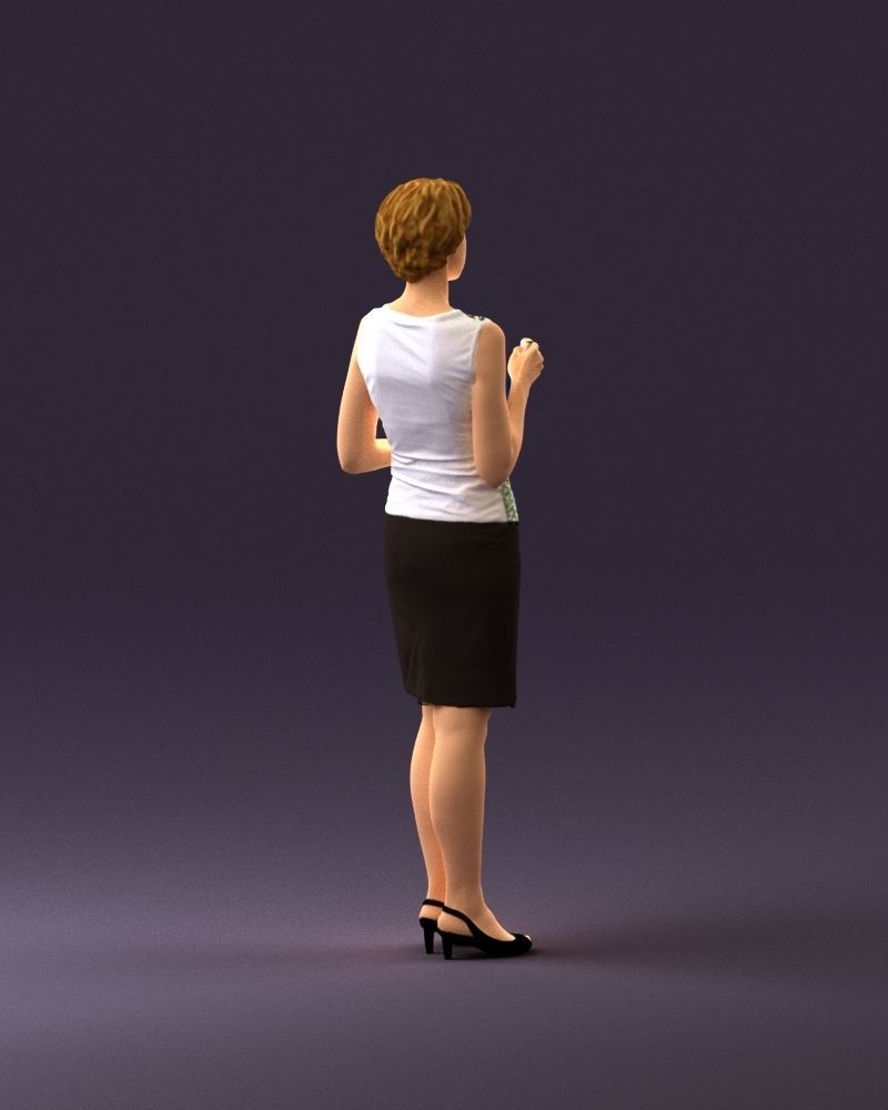 Woman in in dark skirt blue blottle in hands 0940 3D Print Ready 3D print model_17