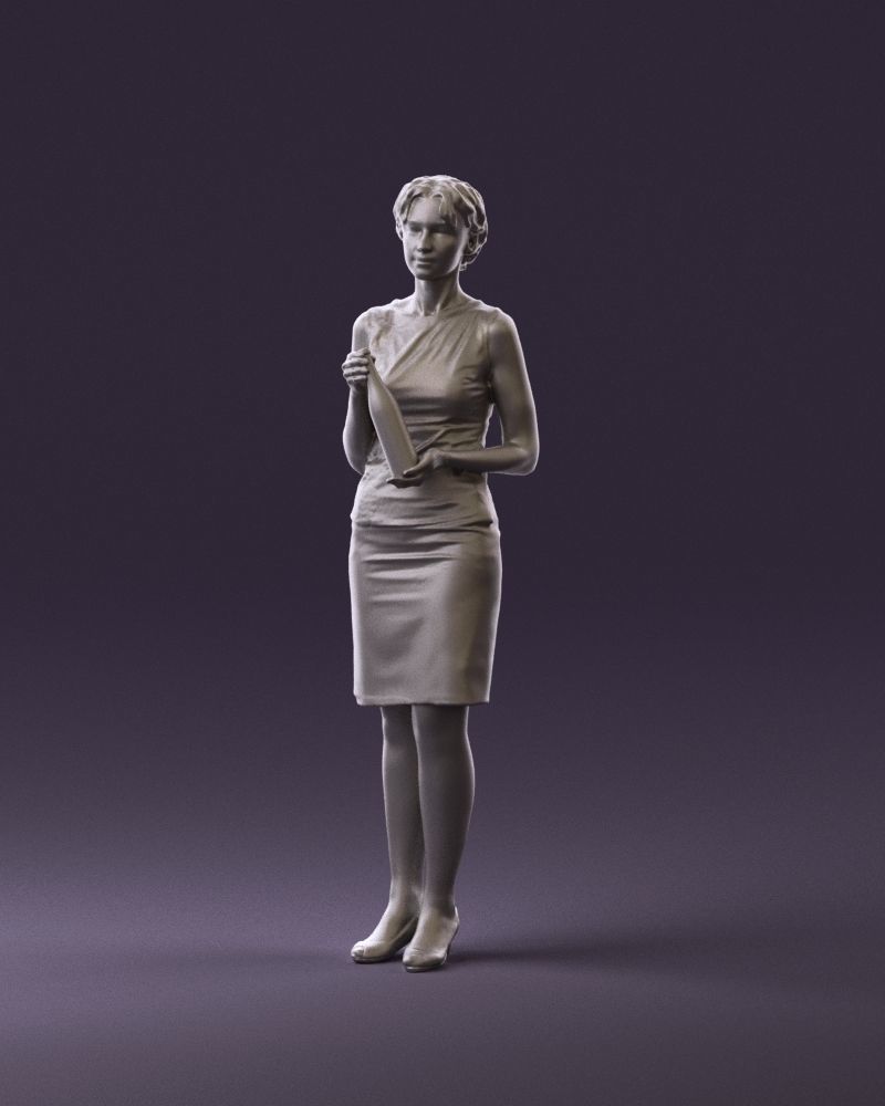 Woman in in dark skirt blue blottle in hands 0940 3D Print Ready 3D print model_10