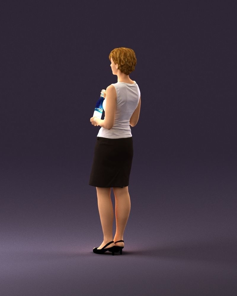 Woman in in dark skirt blue blottle in hands 0940 3D Print Ready 3D print model_19