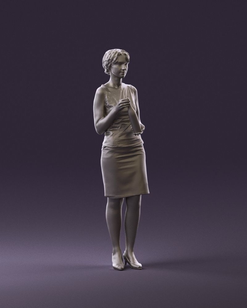 Woman in in dark skirt blue blottle in hands 0940 3D Print Ready 3D print model_2