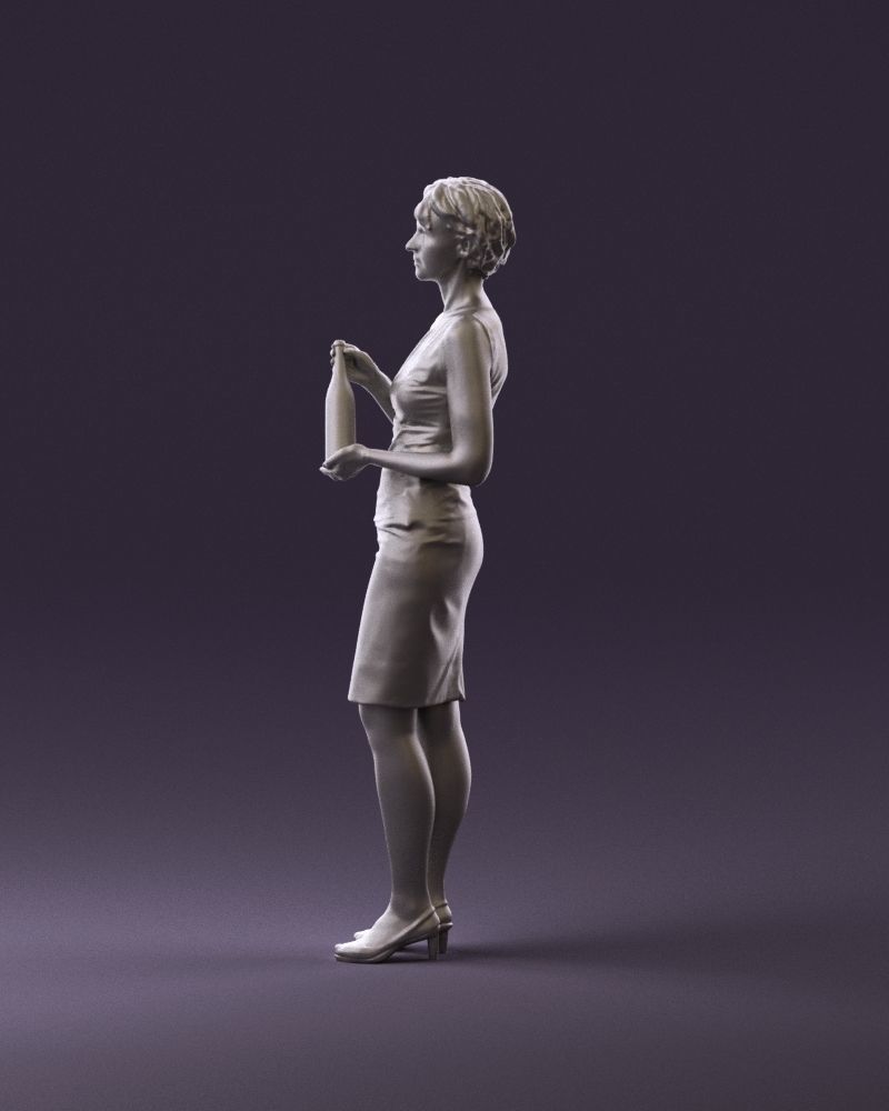 Woman in in dark skirt blue blottle in hands 0940 3D Print Ready 3D print model_8