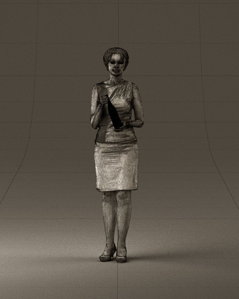 Woman in in dark skirt blue blottle in hands 0940 3D Print Ready 3D print model_35