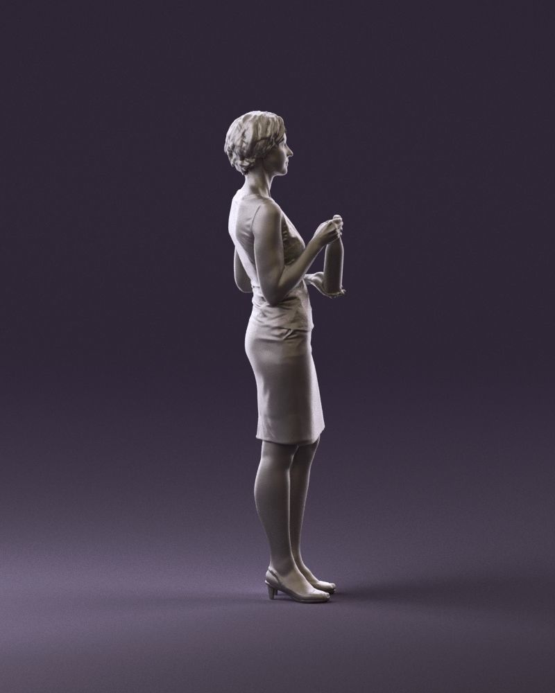 Woman in in dark skirt blue blottle in hands 0940 3D Print Ready 3D print model_4